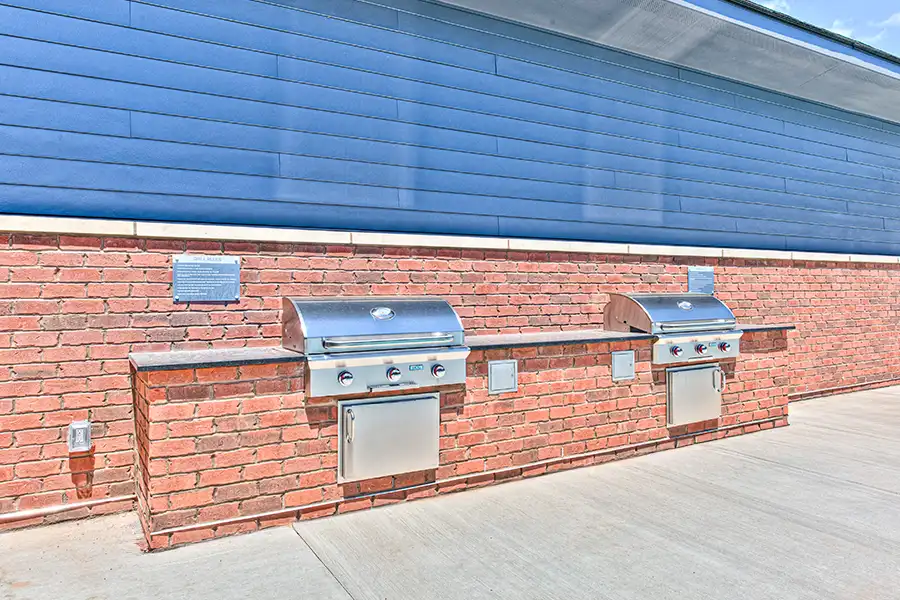 Follow our simple tips when using outdoor grills like these at The Edge Apartments on Indy's North Side. Two outdoor grills at The Edge Apartments on Indy's North Side.