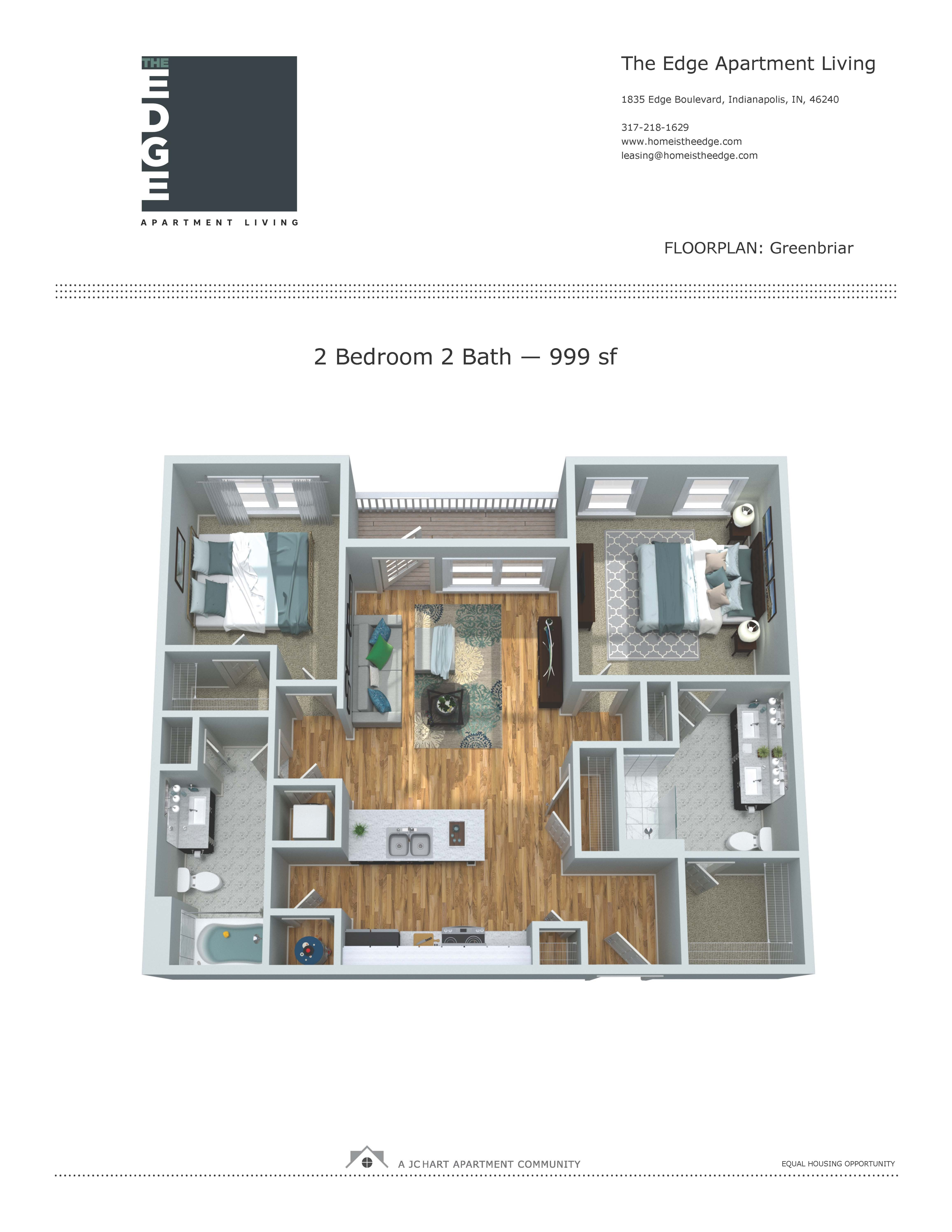 Greenbriar Two Bedroom Floor Plan | The Edge Apartments